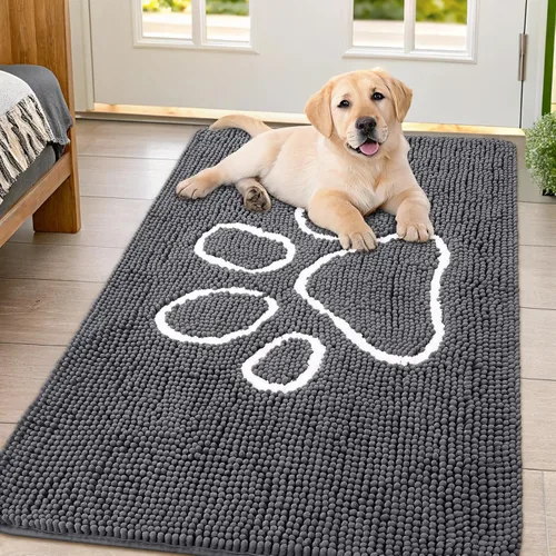 Vista 75 de Smiry Tapete para puerta de perro para patas fangosas, absorbente que atrapa la suciedad, antideslizante, de secado rápido, lavable, tapete