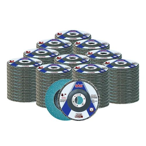 Vista 13 de Sali Paquete de 10 Discos de Láminas de Circonia Grano 40 de 4.5" x 7/8 Pulgadas Disco de Lijado Tipo Bisel #29 Grado Premium e Industrial Rueda