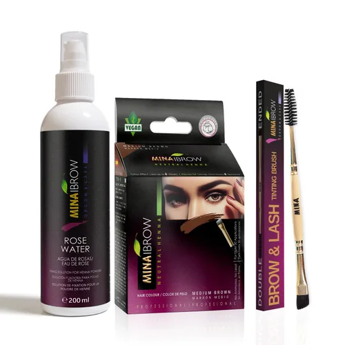 Vista 37 de Polvo para teñir cejas MinaiBrow marrón claro con cepillo biselado doble Tinte instantáneo resistente al agua y a las manchas, 100% convergencia