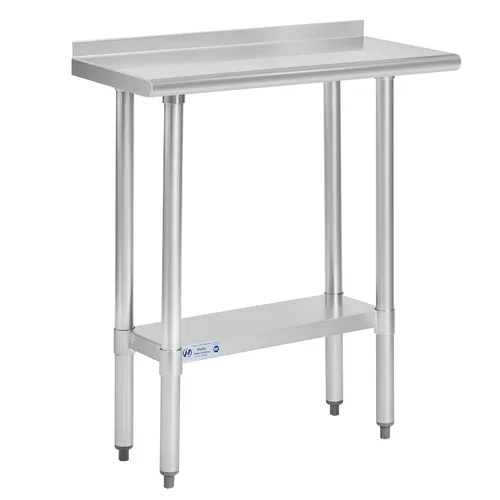 Vista 52 de Mesa de acero inoxidable para preparación y trabajo, con ruedas giratorias, mesa resistente, comercial NSF, con estante inferior y protector