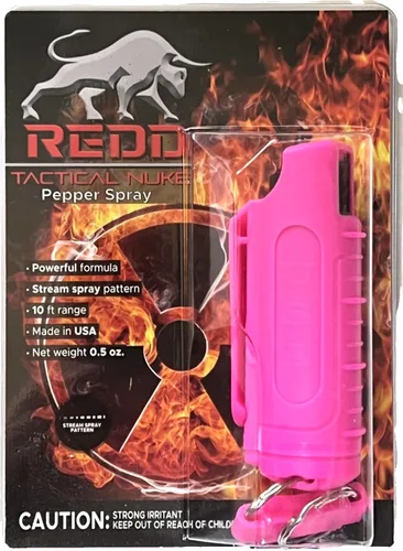 Vista 5 de REDD Tactical Nuke Pepper Spray (3,000,000 SHU) Máxima resistencia Carcasa dura, clip para cinturón, llavero de liberación rápida y tinte