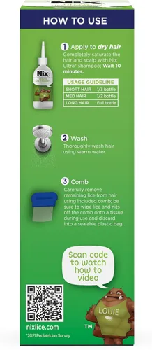 Vista 6 de Nix Tratamiento Ultra Superlice, champú todo en uno, 4 onzas líquidas y peine para eliminar piojos