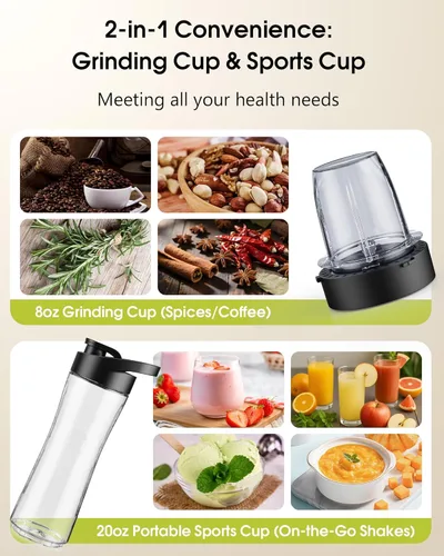 Vista 4 de Licuadoras de encimera para cocina, licuadora profesional de 1400 W para batidos, 3 funciones con licuadora de batidos de 5 velocidades, con frasco