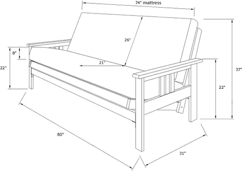 Vista 73 de MFD Futón Montana, Verde, Tela Madera, Colchón de ante de turba