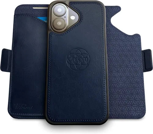 Vista 27 de Dreem Fibonacci - Funda tipo cartera para iPhone 13 Funda desmontable de piel vegana 2 en 1 con soporte integrado, portador de tarjetas con Negro
