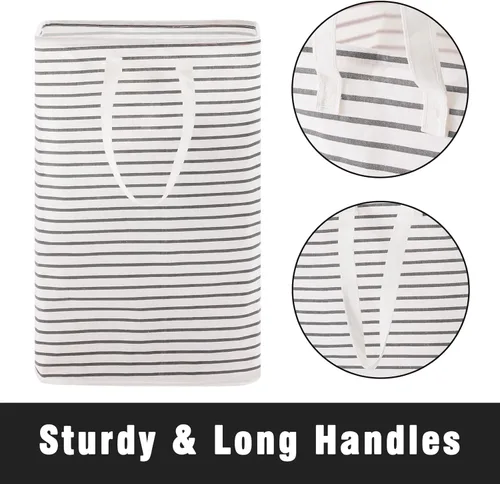 Vista 3 de Cesta de lavandería plegable grande de 72 litros, cesta de ropa independiente con asas largas fáciles de transportar, bolsa de lavado impermeable