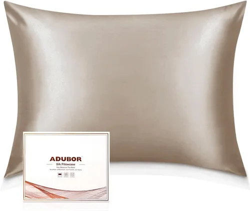 Vista 12 de Adubor Funda de almohada 100% de seda, fundas de almohada de seda de morera, 23 fibras de grado Momme 6A, funda de almohada de seda para la salud