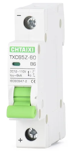 Interruptor de circuito en miniatura DC de 12V-110V, protector de interruptor de batería de 6 amperios y 1 polo para sistema solar PV y RV, disparo