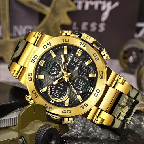 Vista 9 de Men's Outdoor Sports Quartz Watches,Waterproof,Clock,Glow,Alarm Clock Multi-Function Analog & Digital Watches for Men,Big Face Easy to