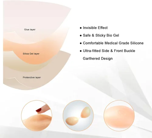 Vista 4 de VICETONE Adhesive Bra Strapless Sticky Invisible Push up Reusable Silicone Bra The Best Off Backless Viscous Bra for Women