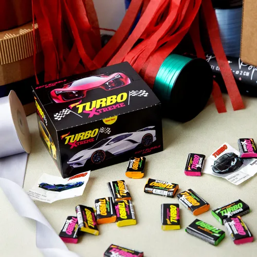 Vista 7 de Goma de mascar Turbo Xtreme Soft Bubble Gum Retro Regalo Importado Dulces de Cumpleaños (100 unidades)