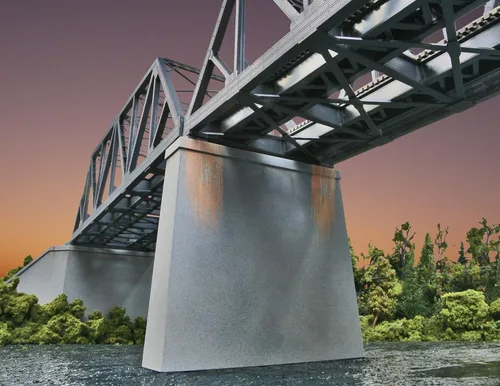 Vista 25 de Walthers Cornerstone Puente de ferrocarril de doble vía Pilar concreto pkg(2) 933-4553 HO Escala Modelo Ferrocarril - Kit de estructura