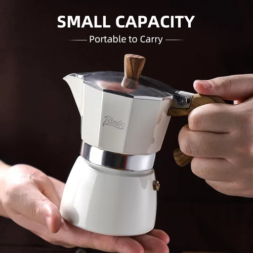 Vista 9 de Estufa para máquina de café expreso, olla de camping Moka de 2 tazas/4.1 fl oz, cafetera italiana de café expreso, fácil de usar (negro)