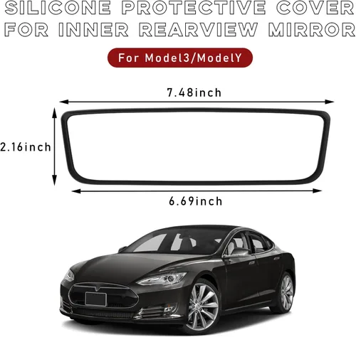 Vista 2 de Ohleats Marco Protector para Espejo Retrovisor de Coche, Funda de Protección de Borde de Espejo Retrovisor de Silicona Compatible con Modelo 3