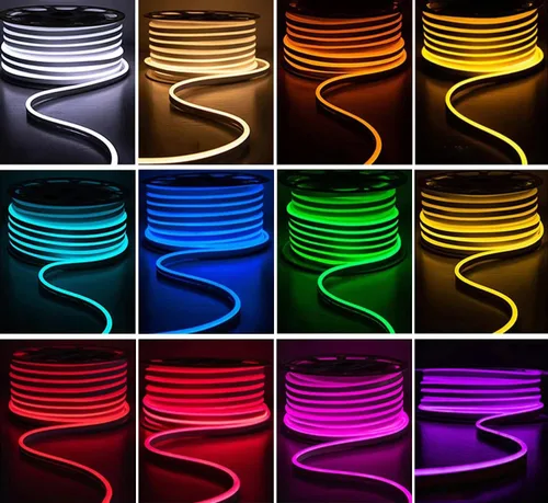 Vista 2 de Tira de luces LED de neón de 16.4 pies con control de aplicación y control remoto de 12 V CC flexible RGB luces de neón para dormitorio decoración