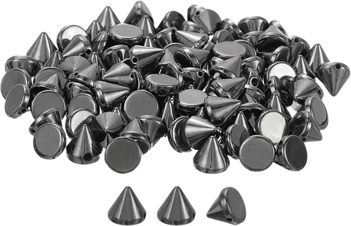 Vista 13 de uxcell 200 tachuelas acrílicas con forma de cono de espiga, 0.236 x 0.236 pulgadas, parte trasera plana, pegamento para coser en cuentas punk