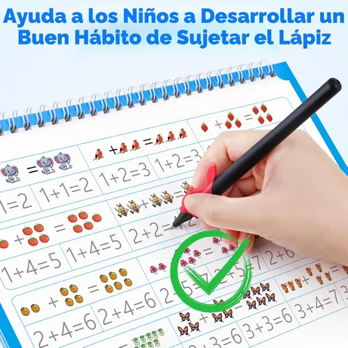 Vista 6 de Grandes libros de práctica de escritura con ranuras mágicas para niños, libros de escritura con ranuras reutilizables, libros de trazado de números
