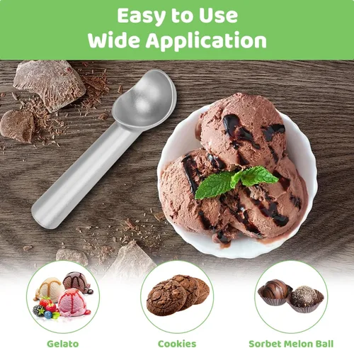 Vista 7 de Cuchara para helado, cuchara de aluminio antiadherente de una pieza, anticongelante, de 7 pulgadas, diseño resistente y duradero, fácil de limpiar