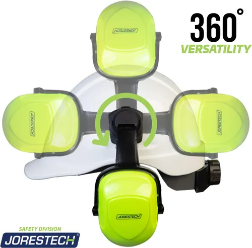 Vista 7 de JORESTECH Orejeras de seguridad para casco duro con cancelación de ruido con soporte universal para cascos ranurados