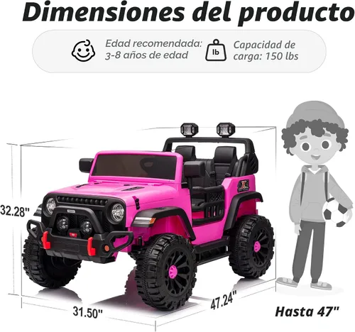 Vista 10 de Hikiddo - Coche eléctrico de 2 plazas, juguete eléctrico de 12 V para niños grandes de 4 a 8 años