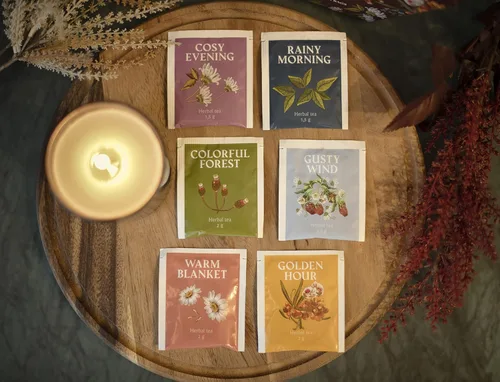 Vista 4 de ACORUS Juego de té de sabor otoñal, paquete variado de té de hierbas naturales, caja de té surtida, juego de regalo de té de 6 tés diferentes