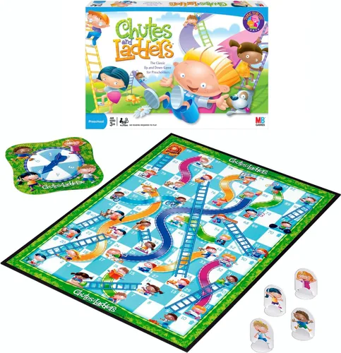Vista 2 de Hasbro Gaming Chutes and Ladders Board Game 2 to 4 Players Preschool Classroom Games Kids Ages 3+ (Yaxa Exclusive)