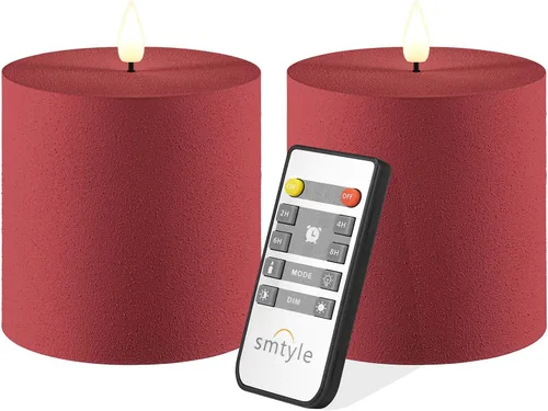 Vista 17 de smtyle - Velas LED sin llama parpadeantes operadas con batería de 10.2 cm x 10.2 cm naranja, pilar helado, juego de 2 para decoración y ambiente