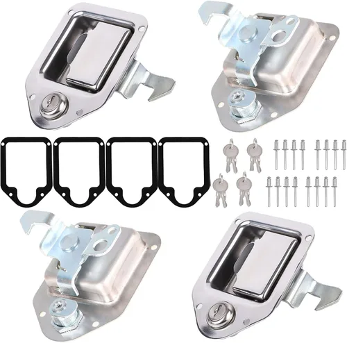 Vista 5 de Caja de herramientas con cierre de caja de herramientas con junta, llaves, remaches ciegos para camiones de acero inoxidable, RV, remolque, UTV