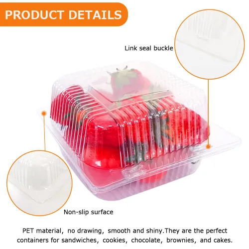 Vista 4 de WAQIAGO 150 bandejas de plástico desechables resistentes con bisagras de 5 x 5 pulgadas, recipientes desechables para llevar para ensaladas, frutas