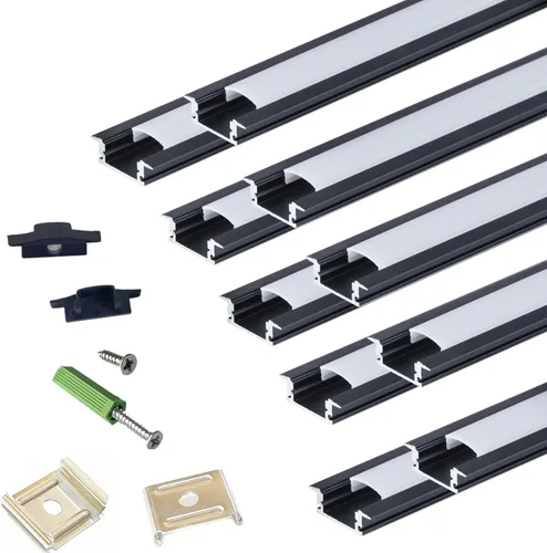 Vista 10 de THMOOTHER Difusor de canal de tira LED empotrado 10 unidades de 2,00 m, cinta LED de aluminio de 23,5 x 7 mm con brida, perfil de montaje empotrado