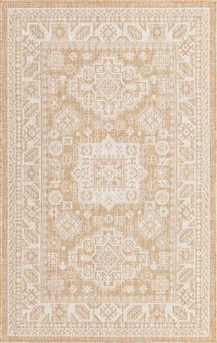 Vista 343 de Unique Loom Outdoor Aztec Collection Alfombra de área, Chalca (7 pies 10 pulgadas, cuadrada, azul/marfil)