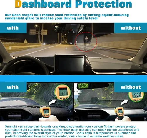 Vista 7 de x xotic tech Alfombrilla para Consola Central del Tablero Precortada Antideslizante Protector Solar Anti-Reflejos Almohadilla de Alfombra