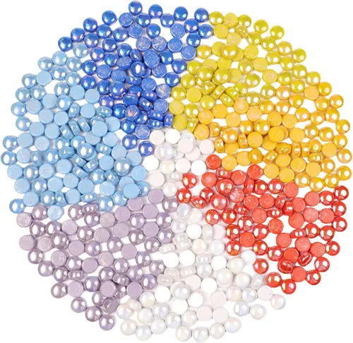 Vista 12 de Mosaico redondo de jade de 1/2 pulgada, piezas de mosaico de vidrio Circel de 1.1 libras para manualidades, macetas, jarrones, tazas, decoración