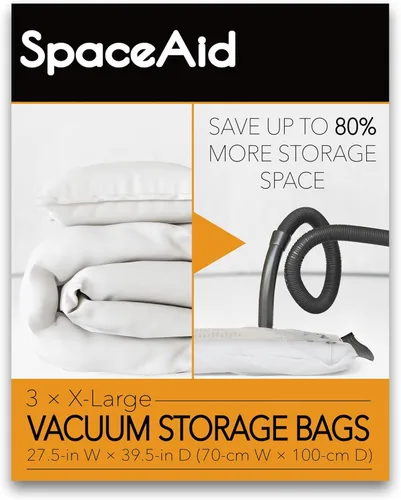 Vista 10 de Bolsas de almacenamiento al vacío SpaceAid, bolsas compresoras selladoras de ahorro de espacio para edredones, cobijas, almohadas, ropa de cama