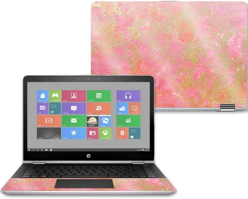 MightySkins - Skin brillante con purpurina para HP Pavilion x360 de 14 pulgadas (2017), mármol tailandés, acabado con purpurina protectora, duradero