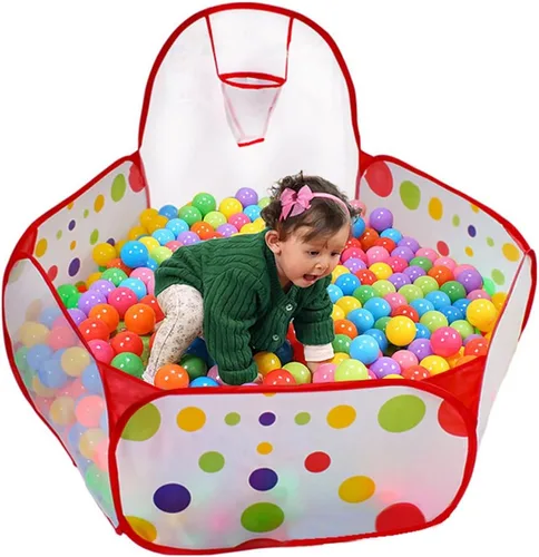 Vista 5 de Kuuqa Alberca de pelotas para niños, Alberca de pelotas con aro de baloncesto y bolsa de almacenamiento con cierre, para niños, de 4 pies