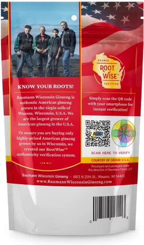 Vista 2 de Baumann Wisconsin Ginseng - Rebanadas medianas de 4 onzas - Hierba de ginseng Panax 100% natural, ginseng americano puro secado para una mayor