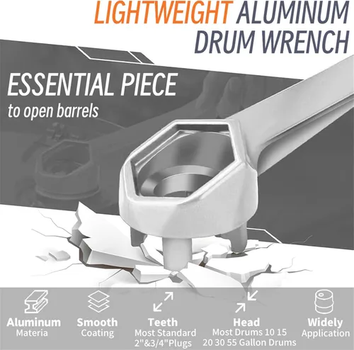 Vista 6 de Llave Bungs Llave de barriles Llave de tambor Herramienta de aluminio para tambor de 10 15 20 30 50 55 galones