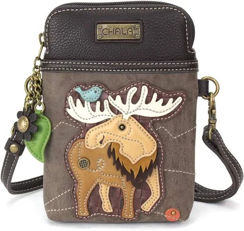 CHALA Bolso cruzado para teléfono celular, piel sintética, lona multicolor con correa ajustable