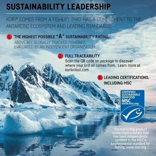 Vista 9 de Kori Krill Excel Krill Oil 1000mg Suplementos con EPA y DHA, fórmula de PC de alto rendimiento para máxima absorción, fuente sin OMG, 50 cápsulas