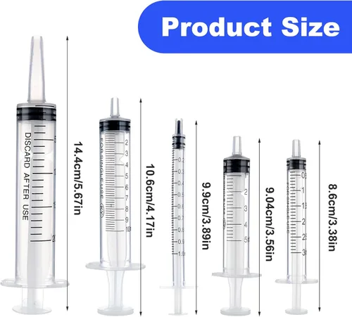 Vista 3 de Amabro 5 jeringas de plástico – 0.0 fl oz, 0.1 fl oz, 0.2 fl oz, 0.3 fl oz, 0.7 fl oz, jeringas de medición sin aguja, jeringas reutilizables