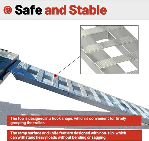 Vista 6 de HECASA Rampas de aluminio para remolque de 72 x 14.87 x 2.5 pulgadas, 6000 libras, rampa de carga universal para motocicleta, tractor, ATV/UTV