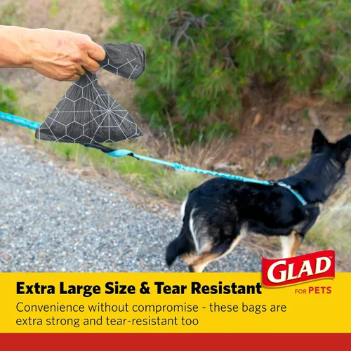 Vista 4 de Bolsas perfumadas para residuos de Glad para mascotas, bolsas de recogida de caca de mascotas resistentes a roturas con protección contra fugas
