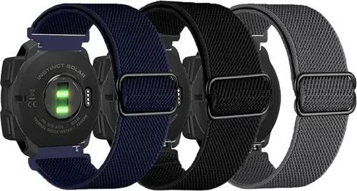 Vista 8 de Paquete de 3 bandas elásticas de nailon compatibles con Garmin Instinct/Instinct 2 Solar, 0.866 pulgadas, pulsera deportiva transpirable para Garmin