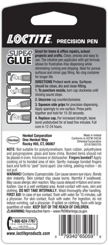 Vista 2 de Loctite Bolígrafo de precisión Super Glue, superpegamento transparente, pegamento instantáneo adhesivo de cianoacrilato, secado rápido, 0.14 onzas
