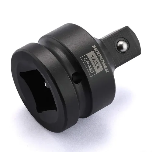MIXPOWER Adaptador y reductor de enchufe de impacto de 1 pulgada (F) a 3/4 pulgadas (M), acero al cromo molibdeno, retén de bola, extremo cuadrado