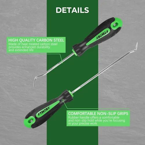 Vista 6 de FTIHTRY Juego de 8 Picos y Ganchos, Juego de Ganchos Automotrices de Precisión, Extractor Removedor de Sellos de Aceite/Juntas Tóricas para Auto