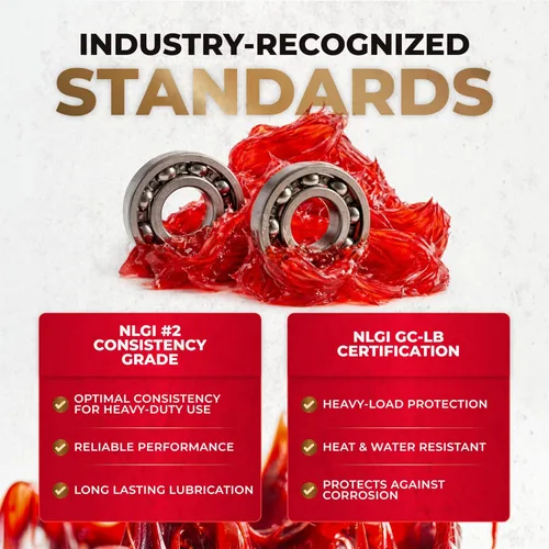 Vista 3 de Wolf's Head Red Grease NLGI #2 (836-88301-91) Tubo de 14 onzas, paquete de 10 Fabricado en Estados Unidos