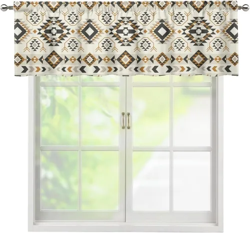 Vista 32 de ZFRXIGN Cortina de cenefa de cocina de caballo occidental para ventanas pequeñas, bolsillo azteca tribal cortinas opacas cortas para sala de estar