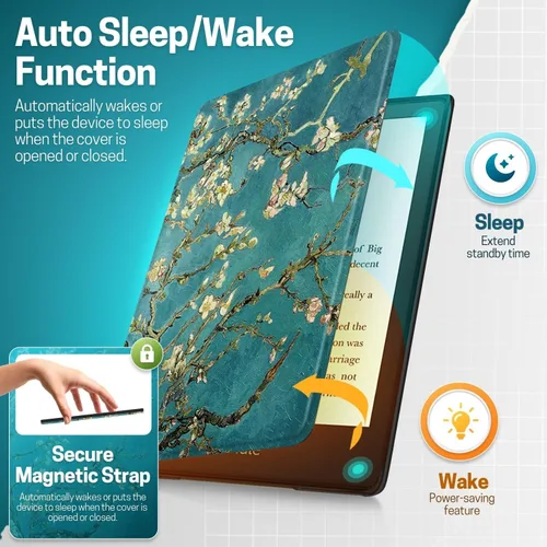 Vista 3 de TNP - Funda protectora para Kindle de 6 pulgadas (versión 2022) de 11ª generación, funda protectora ligera e inteligente con función de apagado